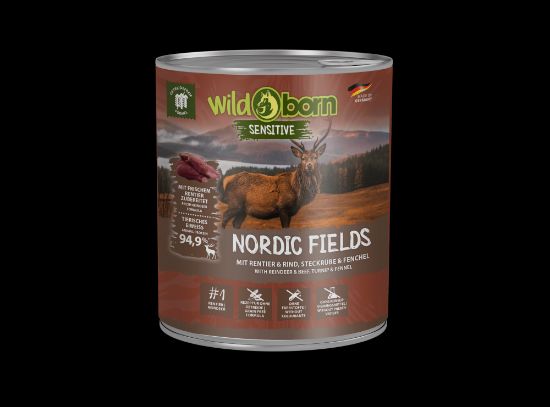 6 x 800g, WILDBORN Nordic Fields Hundefutter mit Rentier & Rind (Wildborn)
