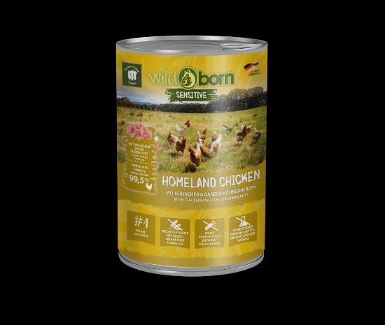 6 x 400g, WILDBORN Homeland Chicken Hundefutter mit Huhn & Hühnerherzen (Wildborn)