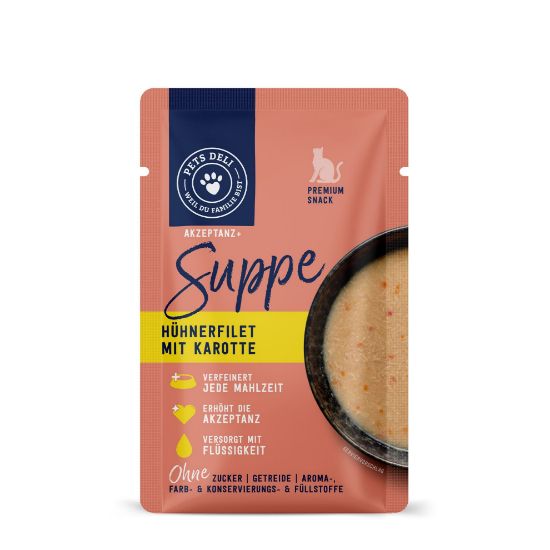 Snack Suppe Huhn mit Karotte für Katzen - 40g (Pets Deli)