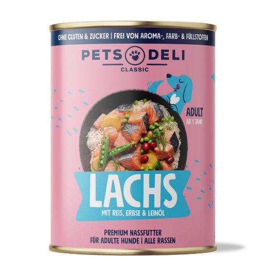 Nassfutter Lachs für Hunde - 190g / 6er Pack ✓ getreidefrei & zuckerfrei ✓ Adult von Pets Deli (Pets Deli)