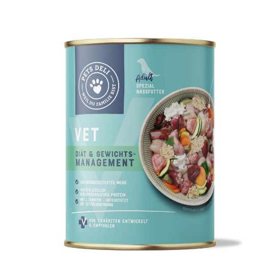 Nassfutter VET Diät & Gewichtsmanagement für Hunde - 400g / Einzeldose (Pets Deli)