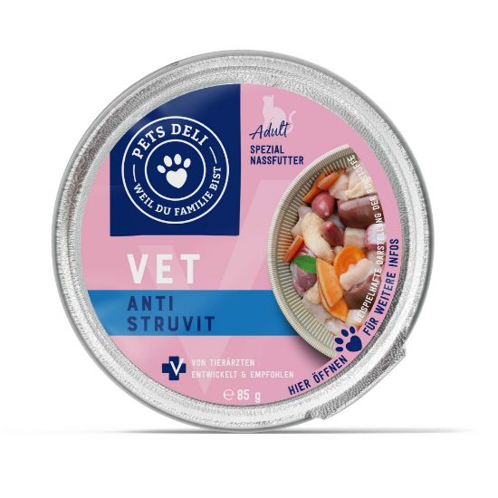 Nassfutter VET Anti Struvit für Katzen - 85g / Einzeldose (Pets Deli)