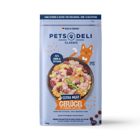 Trockenfutter Geflügel für Katzen - 2kg ✓ getreidefrei & zuckerfrei ✓ Adult von Pets Deli (Pets Deli)