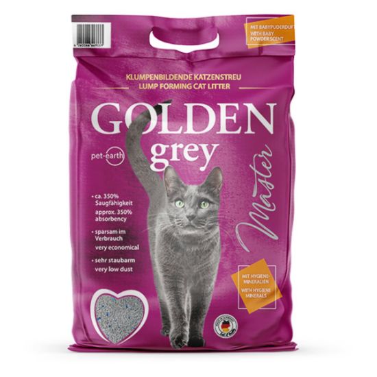 Golden Grey Master Katzenstreu mit Babypuderduft 14kg (Pet-Earth)