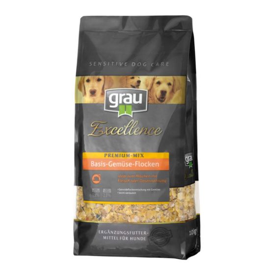 Grau Excellence Hunde-Trockenfutter Premium-Mix Basis-Gemüse-Flocken 10kg (Grau)