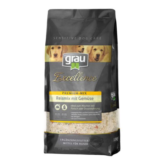 Grau Excellence Hunde-Trockenfutter Premium-Mix Reismix mit Gemüse 10kg (Grau)