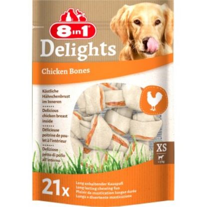 8in1 Delights Kauknochen Hähnchenfleisch im Beutel XS 21 Stück (8in1)