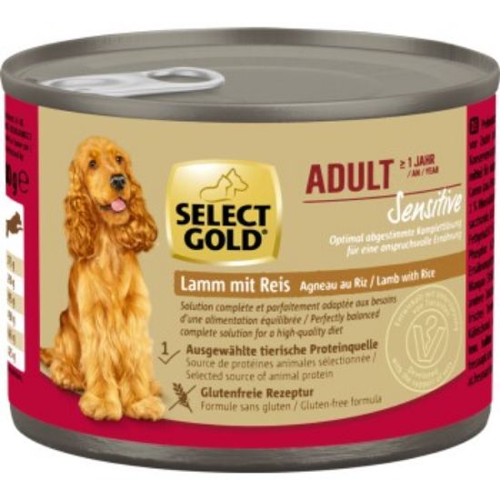SELECT GOLD Nassfutter Hund Sensitive Adult Lamm mit Reis 6x200 g (SELECT GOLD)