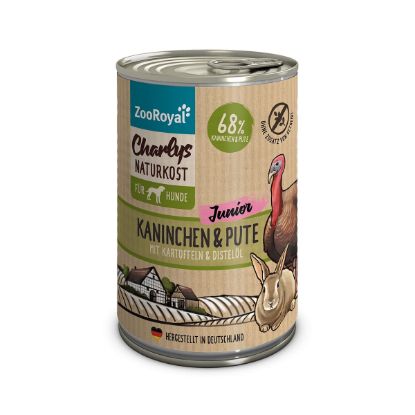 ZooRoyal Charlys Naturkost Junior Kaninchen & Pute mit Kartoffeln & Distelöl 400g (ZooRoyal Charlys Naturkost)