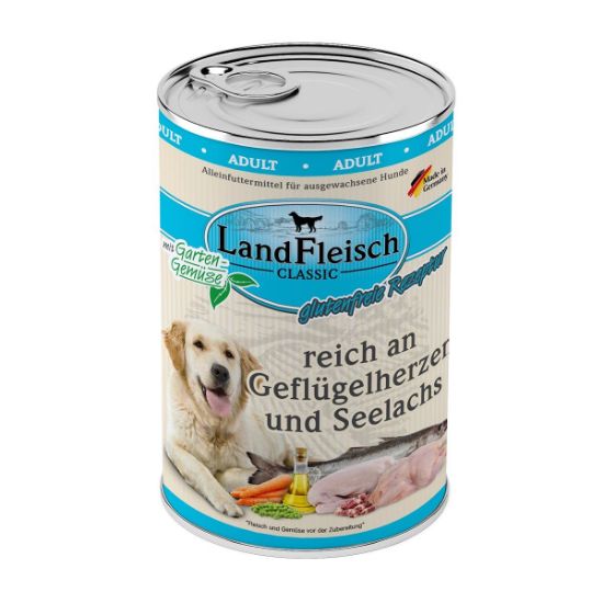 LandFleisch Dog Classic Geflügelherzen & Seelachs 6x400g (Landfleisch Pur)