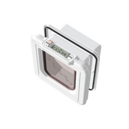 Cat Mate Elite Mikrochip-Katzenklappe mit 4-Wege-Verriegelung und Timer, Weiß (355W) (Cat Mate)