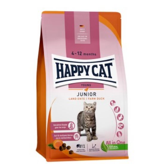 HAPPY CAT Supreme Trockenfutter Katze, Junior, Young, Land-Ente 1,3 kg (Happy Cat)