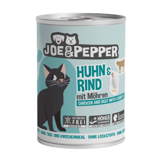 Joe & Pepper Cat Huhn & Rind mit Möhren 6x400g (Joe & Pepper)