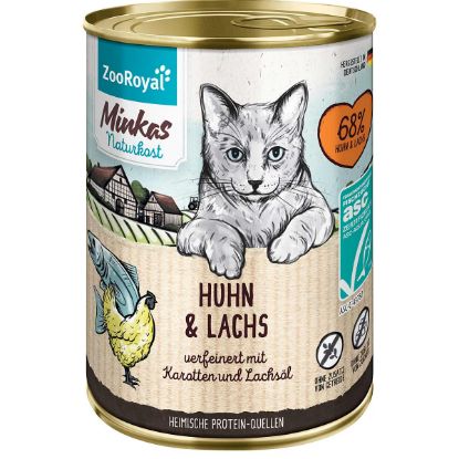 ZooRoyal Minkas Huhn & ASC Lachs mit Karotten 12x400 g (ZooRoyal Minkas Naturkost)