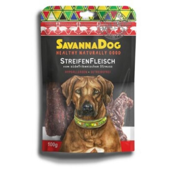SavannaDog Streifenfleisch vom südafrikanischen Strauß 100g (SavannaDog)