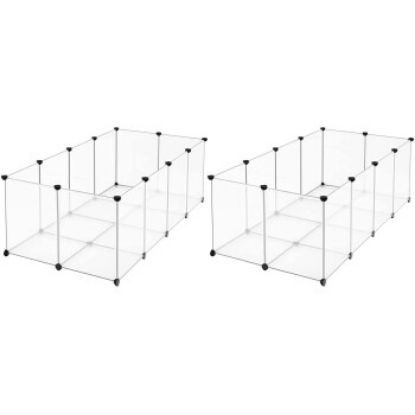 SONGMICS 2er set L-XL Freigehege mit Bodenplatten weiß 1,43 m, 73 cm, 46 cm (SONGMICS)