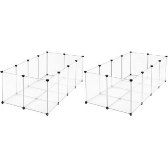 SONGMICS 2er set L-XL Freigehege mit Bodenplatten weiß 1,43 m, 73 cm, 46 cm (SONGMICS)