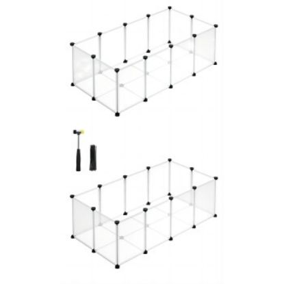 SONGMICS 2er set L-XL Freigehege mit Bodenplatten weiß 1,25 m, 63 cm, 42 cm (SONGMICS)