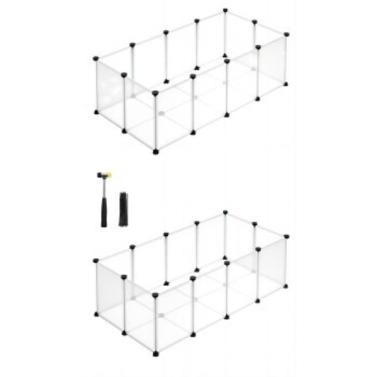 SONGMICS 2er set L-XL Freigehege mit Bodenplatten weiß 1,25 m, 63 cm, 42 cm (SONGMICS)