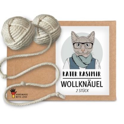 Kater Kasimir 2 Wollknäuel aus Baumwolle als Katzenspielzeug (Kater Kasimir)