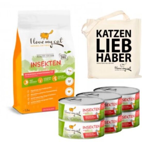 I love my cat Sparset Insektenprotein für Katzen - Trocken- und Nassfutter mit Insekten + Jutebeutel (I love my cat)