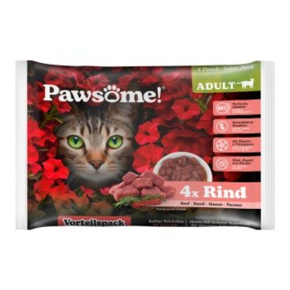 Pawsome Adult Flowpack Rind 4x85 g (Pawsome)