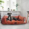 Tierlando ® Orthopädisches Hundebett FRANKLIN Kuscheliger Teddy-Stoff - Hundesofa terracotta 1,3 m, 25 cm, 1 m (Tierlando)