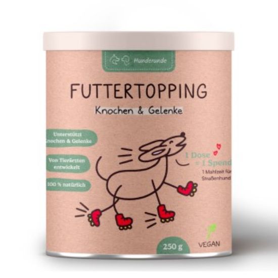 Hunderunde Futtertopping - Knochen & Gelenke - Beweglichkeit, Gelenkgesundheit, starke Knochen, natürliche Zutaten 250 g (Hunderunde)