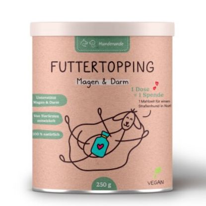 Hunderunde Futtertopping - Magen & Darm - Verdauung, Darmgesundheit, Ballaststoffe, Präbiotikum 250 g (Hunderunde)