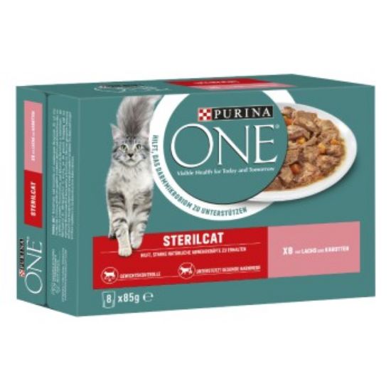 Purina ONE  STERILCAT Nassfutter Katze Adult zarte Stückchen in Sauce 8x85 g (Purina One)