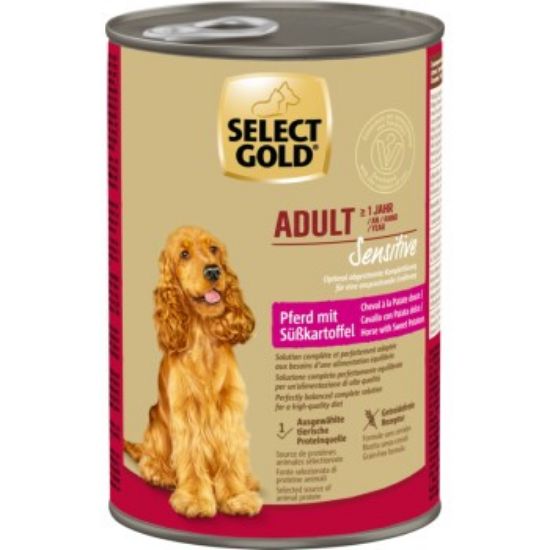 SELECT GOLD Nassfutter Hund Sensitive Adult Pferd mit Süßkartoffel 6x400 g (SELECT GOLD)