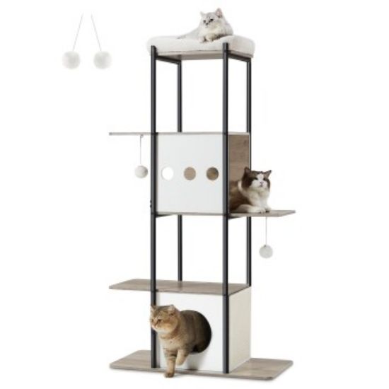 FEANDREA  Kratzbaum modern Katzenturm grau/ weiß (FEANDREA)