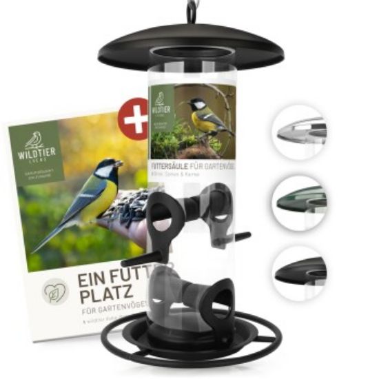 wildtier liebe Futtersäule für Samen, Körner & Kerne 26cm, Schwarz (wildtier liebe)