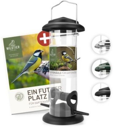 wildtier liebe Futtersäule für Samen, Körner & Kerne 23,5cm, Schwarz (wildtier liebe)