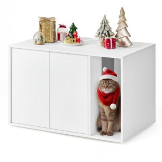 SONGMICS HOME Katzenklo-Schrank werkzeuglose Montage Push-to-Open Türen weiß (SONGMICS HOME)