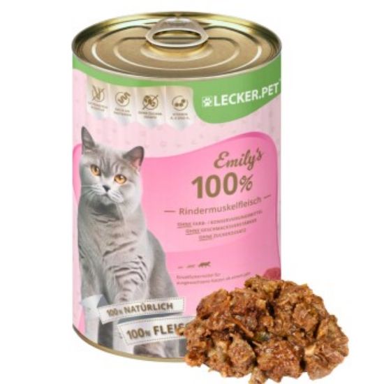 Lyra Pet Lecker.Pet Emily's 100 % Rindermuskelfleisch Katzenfutter Nassfutter 6x400 g (LYRA PET)