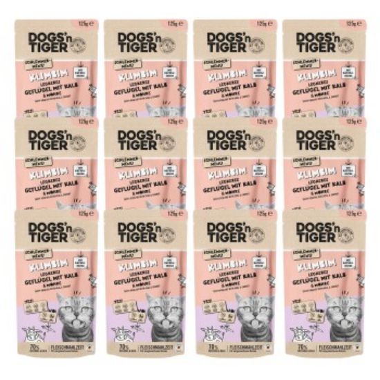 Dogs'n Tiger Adult Nassfutter Katze, Klimbim, Geflügel, Kalb & Möhre, 12x 125g (Dogs'n Tiger)