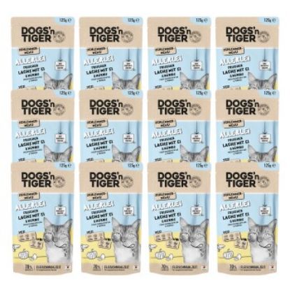 Dogs'n Tiger Adult Nassfutter Katze, Allerlei, Lachs, Ei & Kürbis, 12x 125g (Dogs'n Tiger)