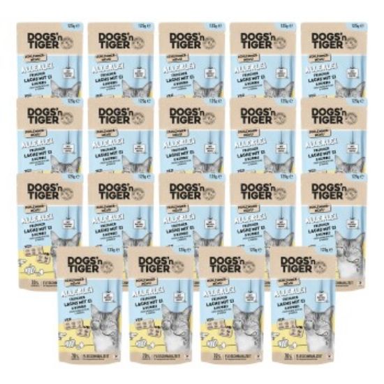 Dogs'n Tiger Adult Nassfutter Katze, Allerlei, Lachs, Ei & Kürbis, 24x 125g (Dogs'n Tiger)