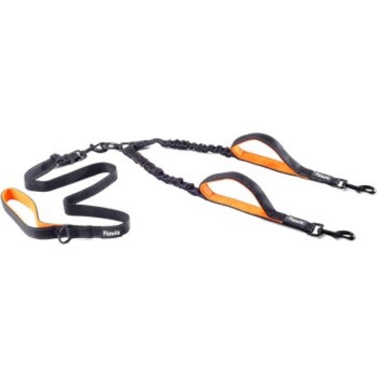 Floxik Doppelleine Komplett-Set - Flexible, reflektierende Hundeleine für zwei Hunde M (Floxik)