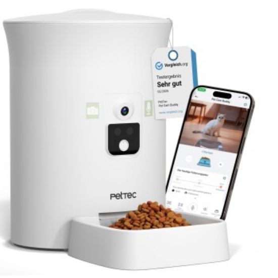 PetTec Cam Buddy inkl. automatischer Futterautomat für Katzen und Hunde (PetTec)