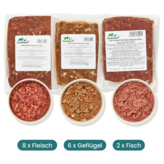 haustierkost.de Fertigbarf Probierpaket Frostfutter 16 x 500 g (haustierkost.de)