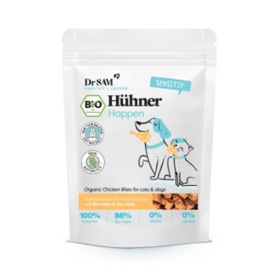 Dr. SAM Bio Hühner Happen - Snacks für Hunde & Katzen mit 86% Bio-Fleisch (Dr. SAM)