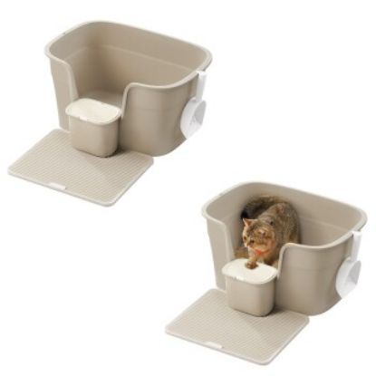 FEANDREA 2er Katzentoilette für große Katzen mit hohen Seitenwänden beige (FEANDREA)