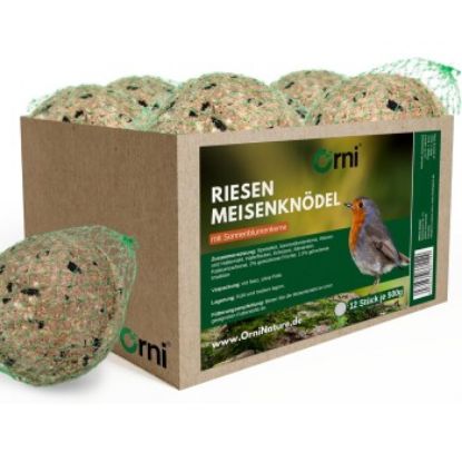 Orni Ganzjahres Riesenmeisenknödel mit Sonnenblumenkernen 500g, mit Netz ohne Folie 12 Stück (Orni)