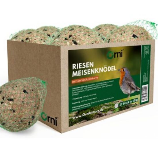 Orni Ganzjahres Riesenmeisenknödel mit Sonnenblumenkernen 500g, mit Netz ohne Folie 12 Stück (Orni)
