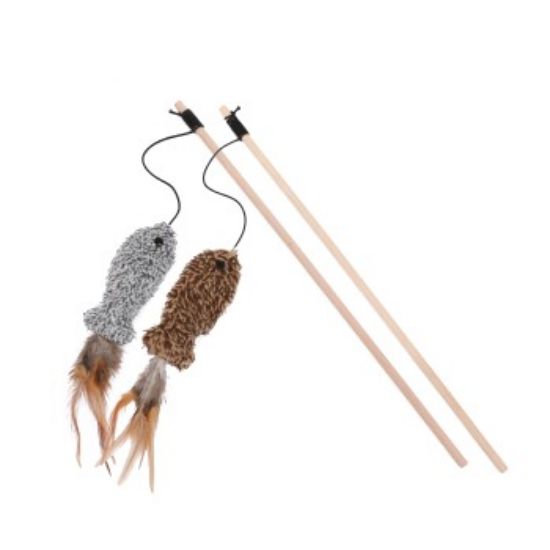 nobleza - 2x Katzenangeln Mäuse mit Holzstäben (nobleza)