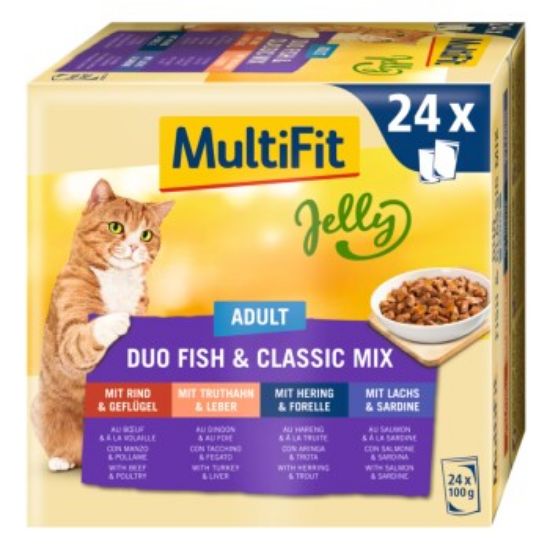 MultiFit Adult Jelly Duo Fish & Classic Mix Multipack 24x100 g (MultiFit)